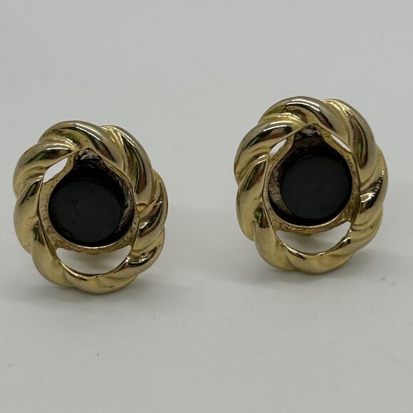 Vintage Gold-Tone Interchangeable Clip-On Earrings 10 Interchangeable Cabochons - Picture 8 of 13